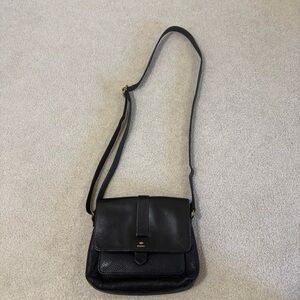 Fossil Black Leather Pebbled Crossbody Bag